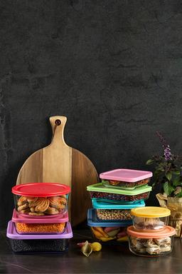 סט אחסון זכוכית 3 חל' מרובע מכסה סיליקון COOK & STORE-תמונה-2