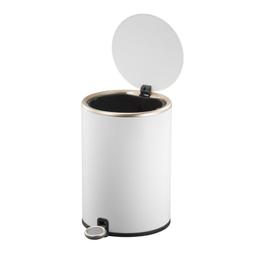 פח אשפה 3 ליטר עגול COSMO לבן מט עם מסגרת מוזהבת מבית EKO-תמונה-2