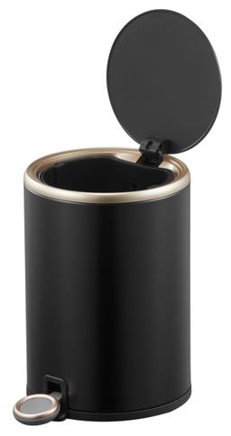 פח אשפה 3 ליטר עגול COSMO שחור מט עם מסגרת מוזהבת מבית EKO-photo-1