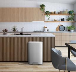 פח אשפה מרובע 50 ליטר MADISON נירוסטה מוברשת מבית EKO עם פח פנימי-תמונה-1