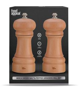 זוג מטחנות מלחפלפל עץ אלון טבעי-תמונה-2
