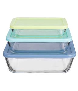 סט אחסון זכוכית 3 חל' מלבני מכסה סיליקון COOK & STORE-תמונה-1