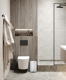 פח אשפה 3 ליטר עגול COSMO לבן מט עם מסגרת מוזהבת מבית EKO-תמונה-1