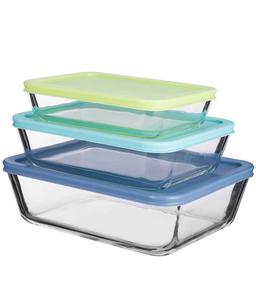 סט אחסון זכוכית 3 חל' מלבני מכסה סיליקון COOK & STORE-תמונה-4