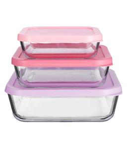 סט אחסון זכוכית 3 חל' מרובע מכסה סיליקון COOK & STORE-תמונה-4